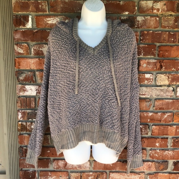 Pol gray hooded crop sweater size medium - Picture 2 of 8